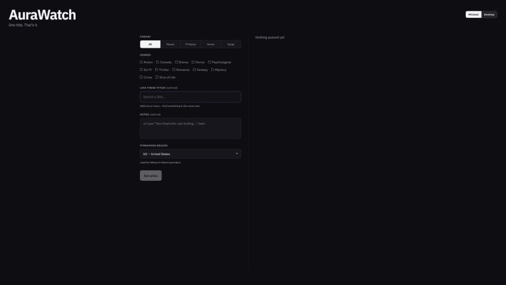 AuraWatch minimal theme