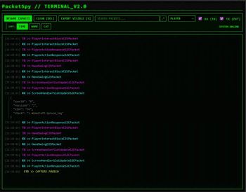 PacketSpy terminal dashboard