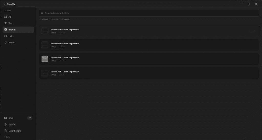 Clipboard vault — Images filter